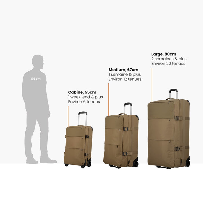 Sac de voyage 2 roues Large 80x41x34 cm - Dunaa Jump | 3 en 1 avec bretelles amovibles