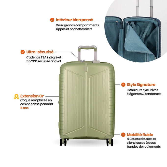 Valise Evae Large 4 roues Extensible 76x51x31/36 cm