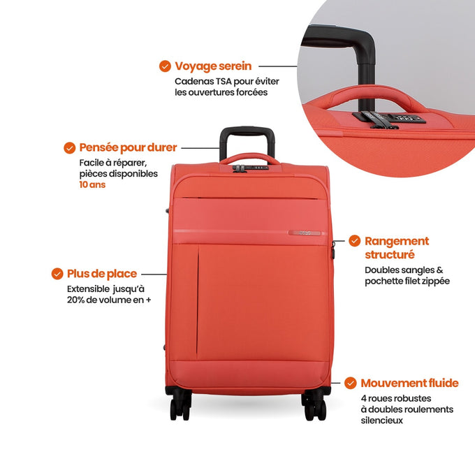 Valise 4 roues extensible 78x48x30/36 cm