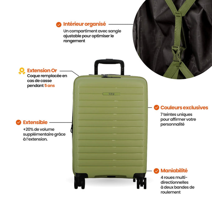 Valise Striper Medium 4 roues extensible 66x44x26/30 cm